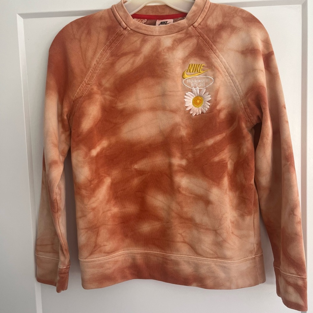 Nike Kids Tie-Dye Sweatshirt in Orange and White